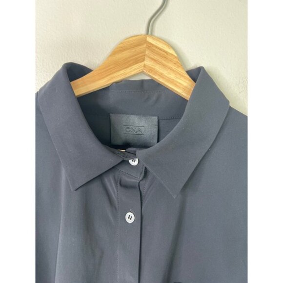 Ona Lightweight Long Sleeve Button Down Oversized Shirt Women's Black Small - Picture 4 of 7